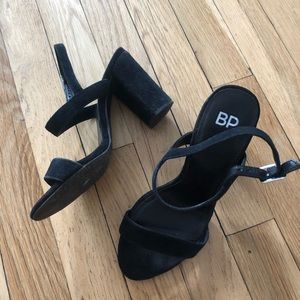 BP black strappy heels